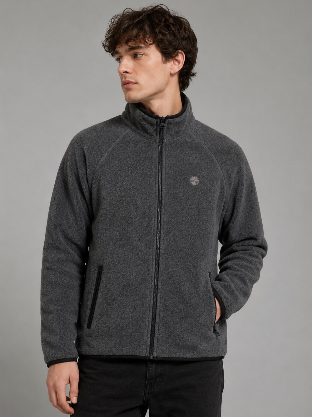 Timberland Charcoal Gray Full Zip Fleece Jacket XXL Regular Fit